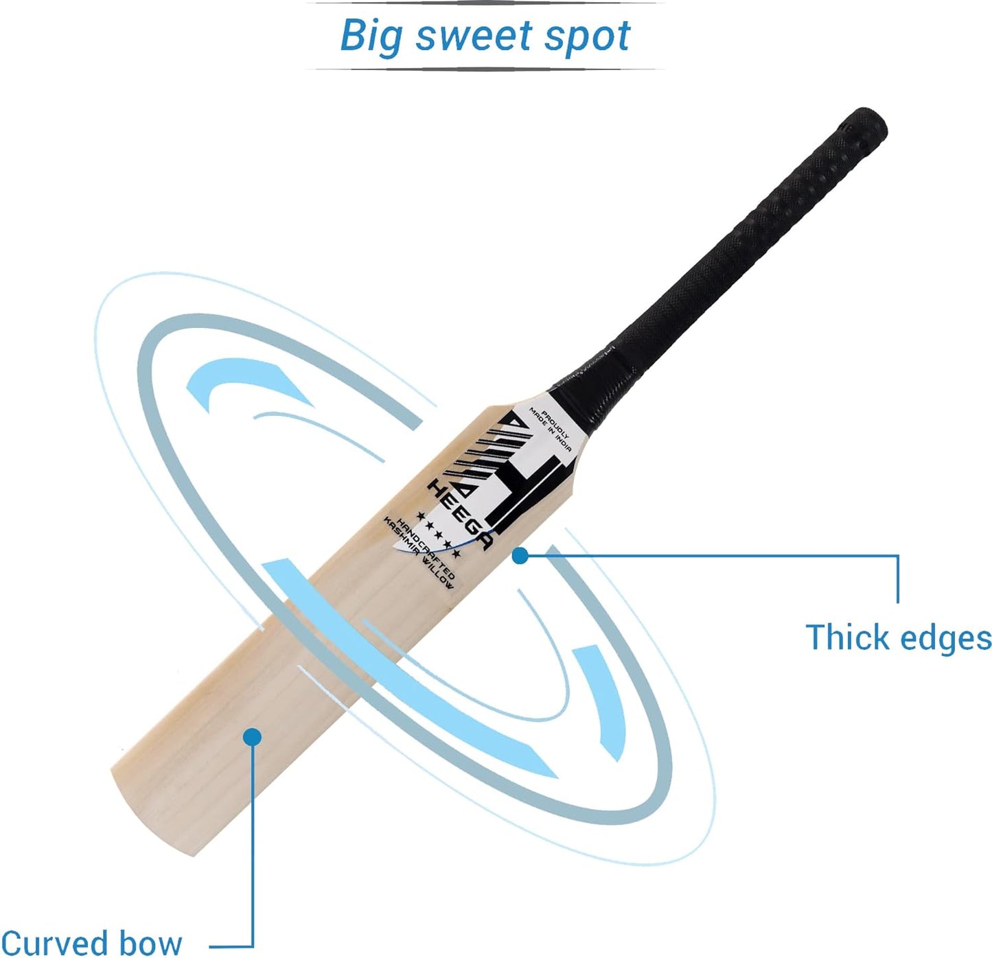 Heega Premium Grade Mongoose Kashmir Willow Cricket bat | Shorter Blade and Longer Handle