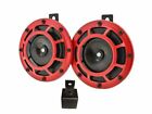 Pair Of Hella Supertone Twin Car Horn 12 Volt- Red Grill Fits Many Cars & Truck