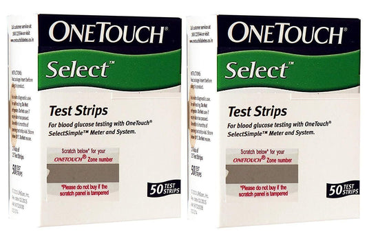 OneTouch Select 100 Test Strips Box (2 Pack of 50 each)