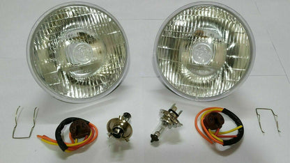 2 Lucas 700 Headlight 7" INCH 12V Conversion Lamp H4 Halogen Bulb 3 Pin Holder
