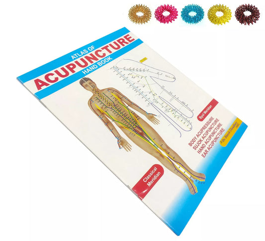 Atlas of Acupuncture Hand Book + 5 Sujok Acupressure Rings