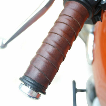 Brown Leather Handle Bar Grip Stripe Tape Fit For Royal Enfield Interceptor