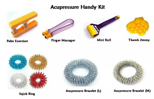 Acupressure Handy Health(7in1) Kit -Hand Finger Palm Roller Massager Sujok Rings