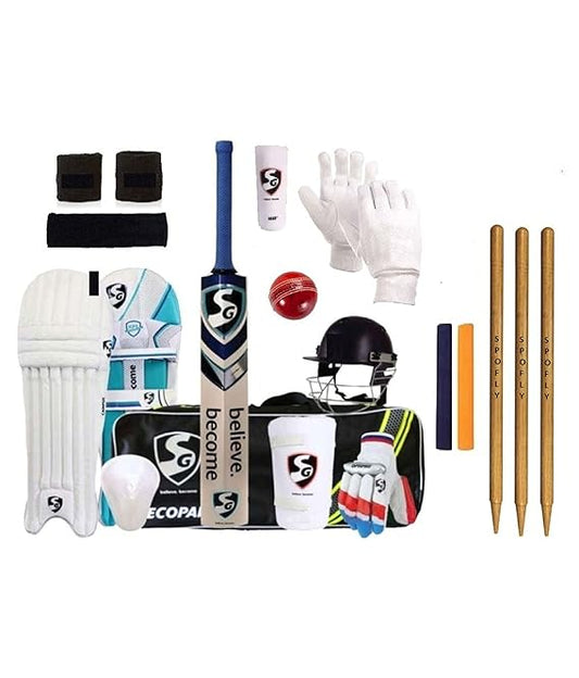 Combo de kit completo de críquet SG con muñones tamaño 6