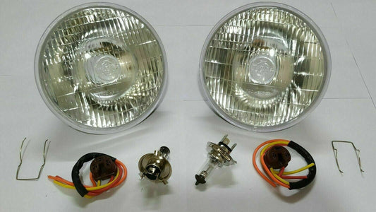 2 Lucas 700-Scheinwerfer, 7 Zoll, 12 V, Konvertierungslampe, H4-Halogenlampe, 3-poliger Halter